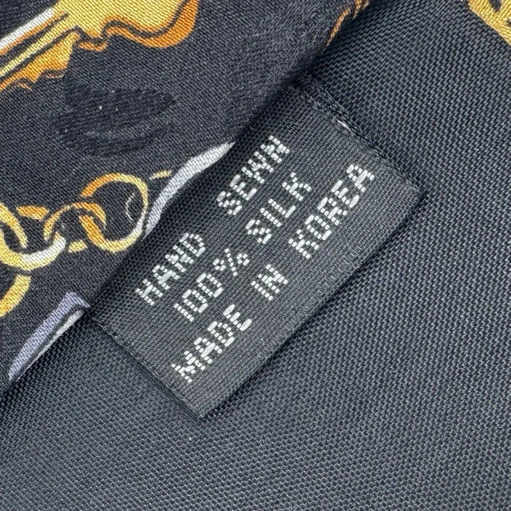VTG Nicole Miller Motel Key Print Silk Necktie Novelty Tie Black 1993